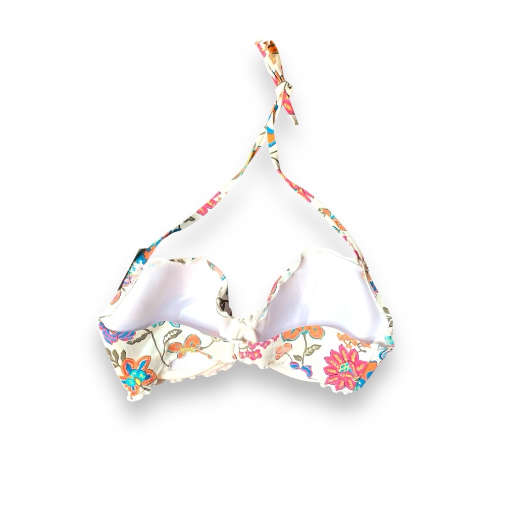 Sundazed Women's Nixie Printed Ruffle Edge Underwire Bikini Top White Multi 36D - Picture 2 of 5